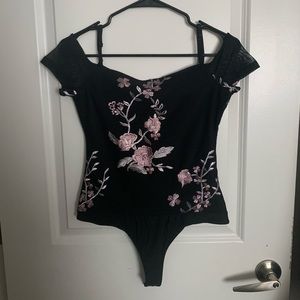 Black Floral Bodysuit